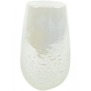 High Vase Ivy Vulcan Pearl White transparante hoge glazen vaas 14x24 cm